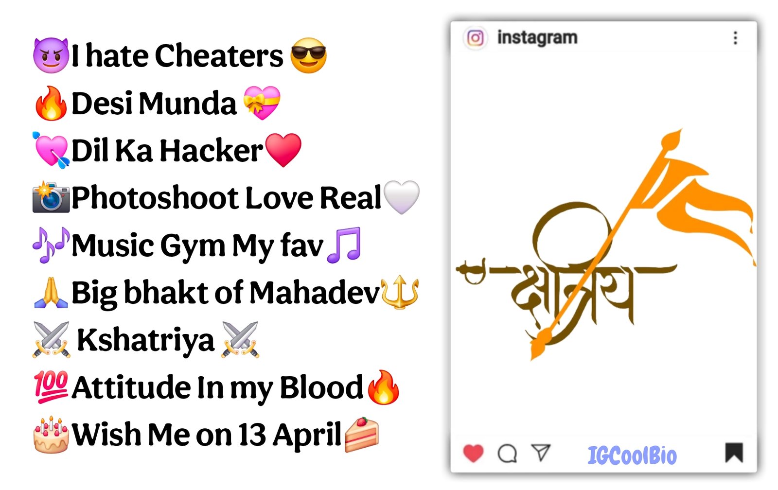 Kshatriya Bio For Instagram