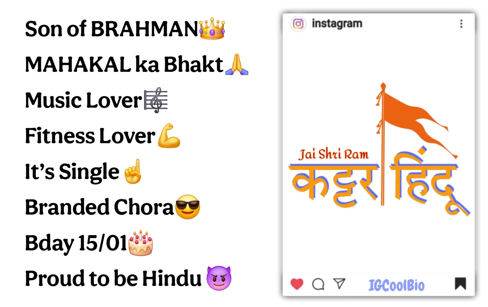 Royal Hindu Bio For Instagram