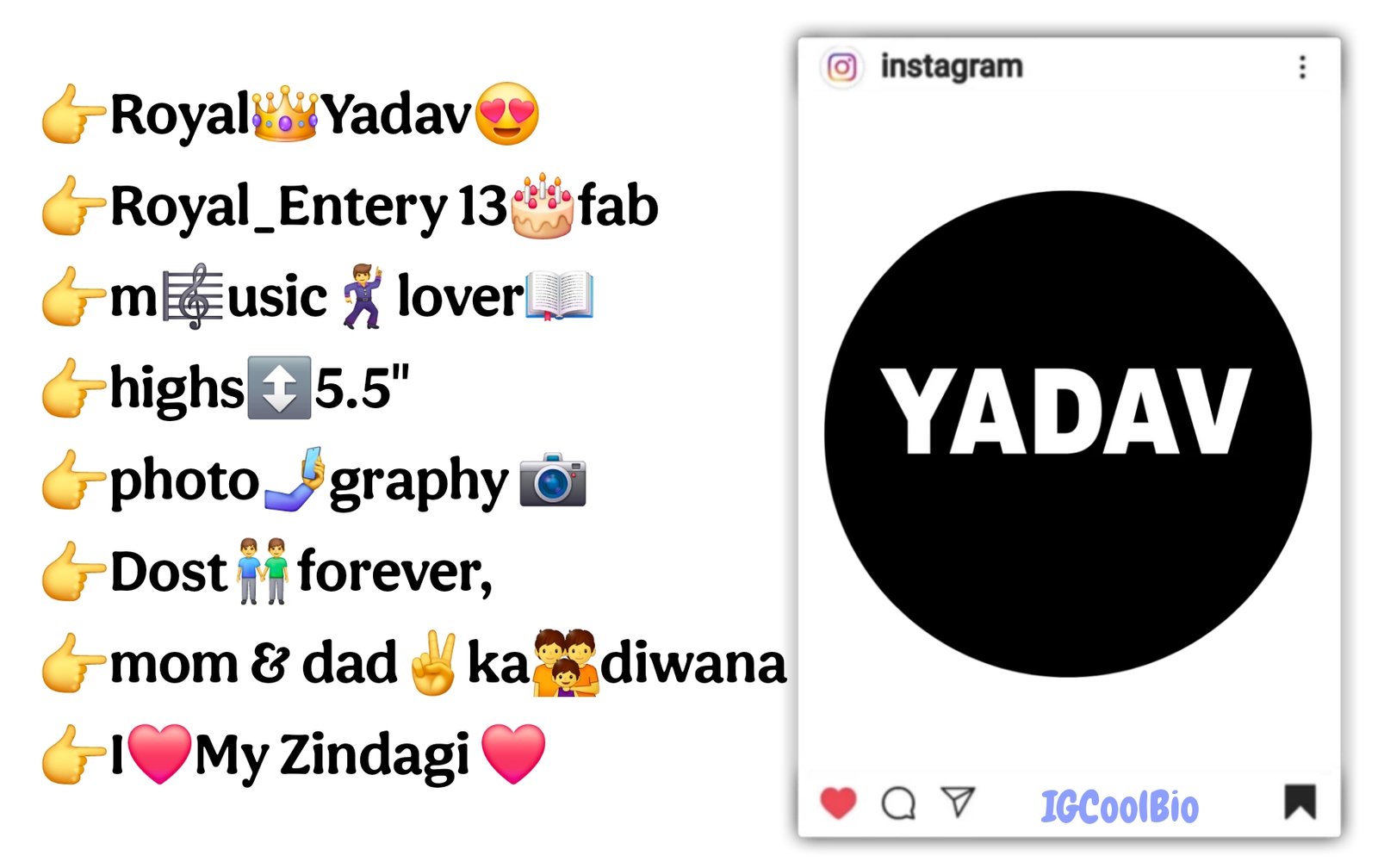 Yadav Bio For Instagram