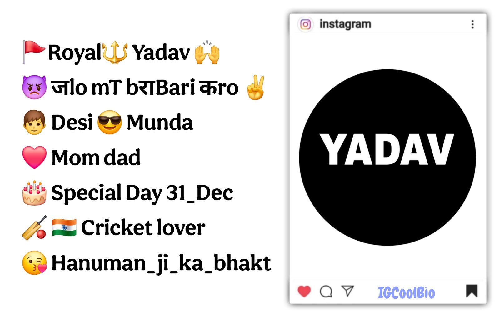 Yadav Bio For Instagram