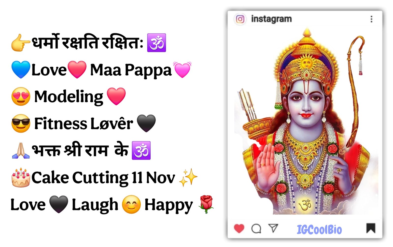 Shree Ram Bio For Instagram in Hindi