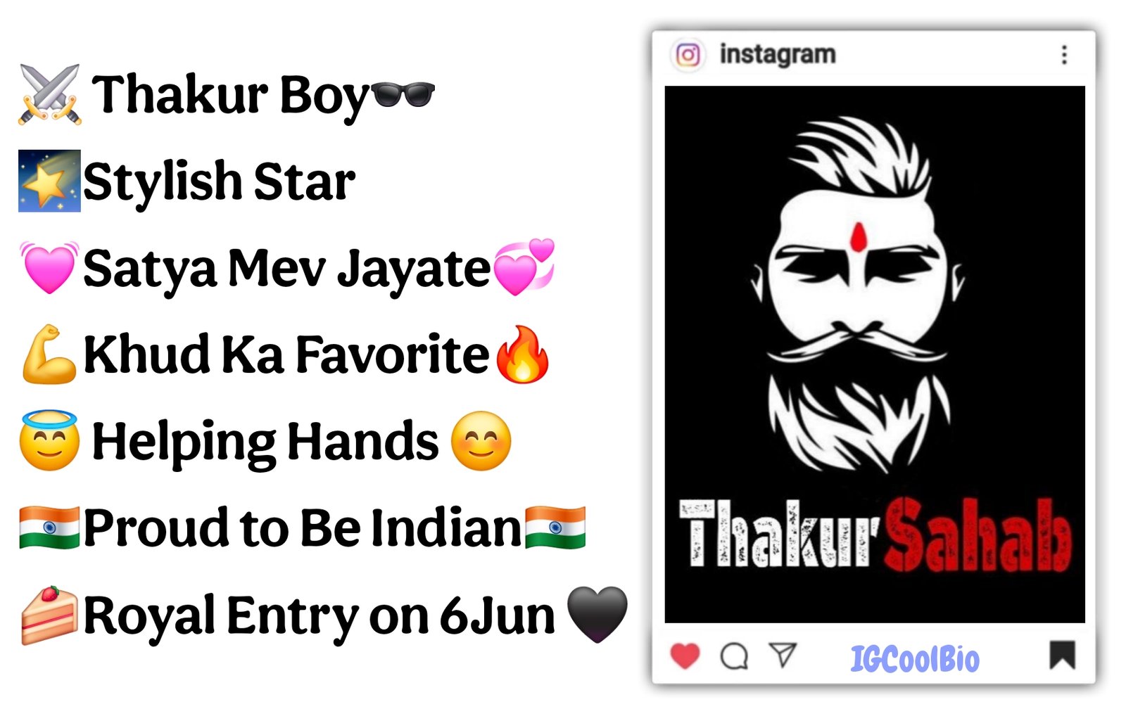 Thakur Bio for Instagram Hindi