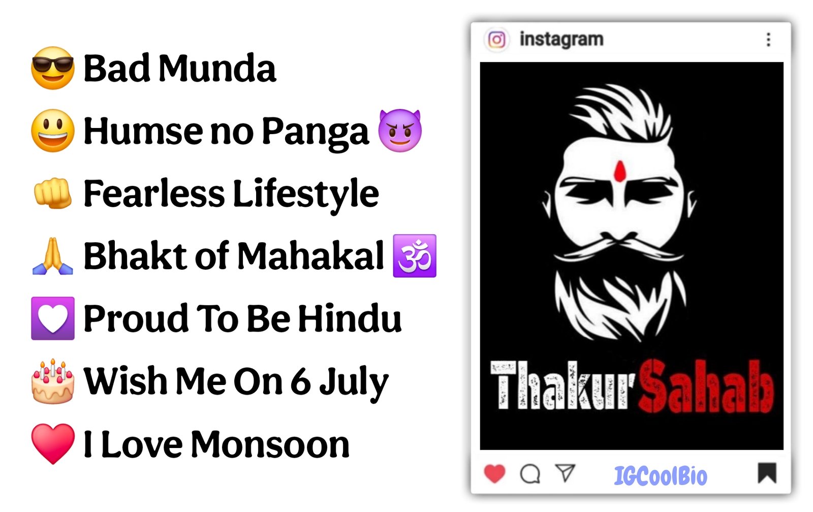 Thakur bio for instagram in english