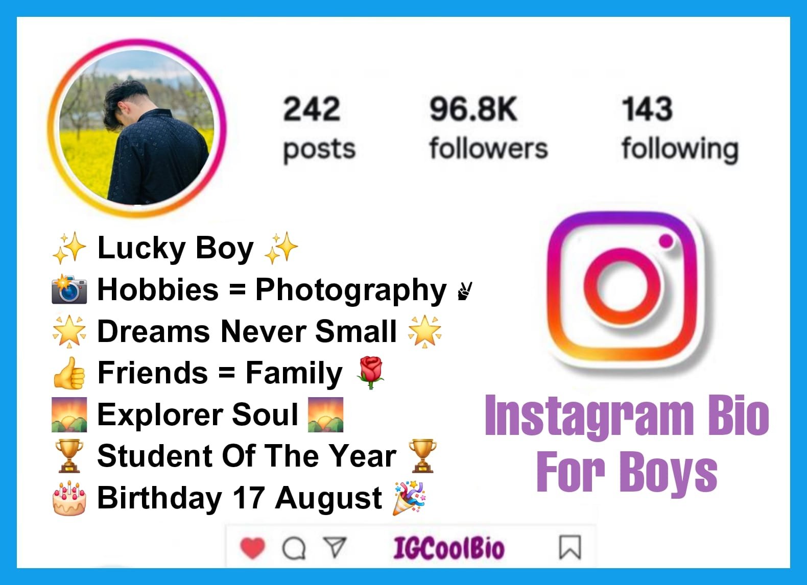 Instagram Bio For Boys (1) Instagram Bio For Boys