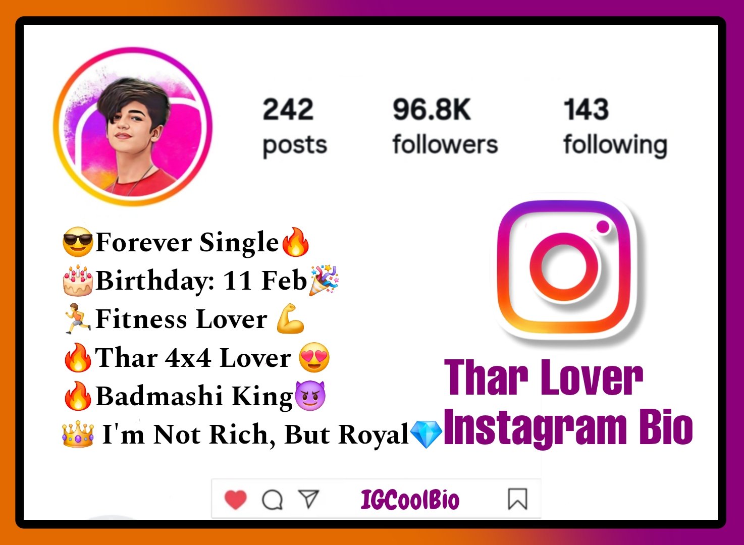 Thar Lover Instagram Bio