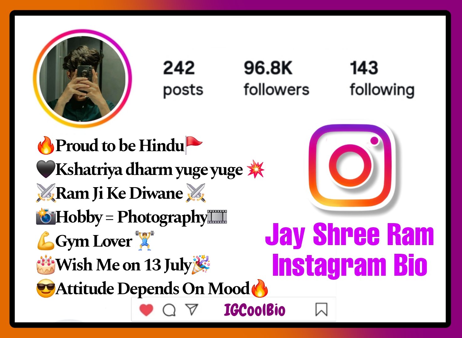 Jai Shree Ram Bio For Instagram